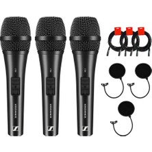 Sennheiser Xs 1 Hand Cardioid Dynamic Vocal Microphone (3-Pack) Sche With 3x Pop Filter And 3x 20" Xlr-Xlr Cable