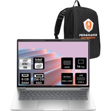 HP Probook 4 G1I Core Ultra 7 255U 8GB RAM 256GB SSD 14" FHD+ FreeDOS C9FH1ETPN301 Notebook + Per4 Çanta