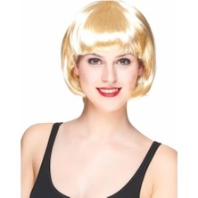 Pileli Store Platin Altın Dore Renk Küt Parti Peruğu Kısa Takma Peruk