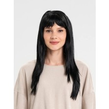 Pileli Store Siyah Renk Uzun Parti Peruğu