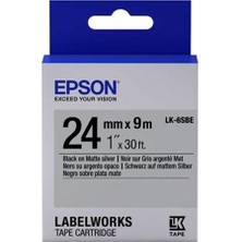 Poyraz Market Epson Lk-6sbe Gümüş Üzeri Siyah 24MM 9metre Etiket