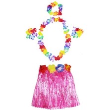 Akinco Hawaii Kolye Etek Taç ve Bileklik Seti Pembe