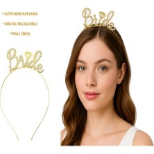 Pileli Store Altın Renkli Taşlı “bride” Gelin Tacı – El Yazısı Yazı Tipiyle