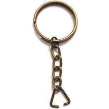 Pileli Store Anahtarlık Halkası, Halka + Zincir + Üçgen, 24MM, Antik, 1 Adet
