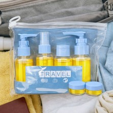 6 Parça Seyahat Seti Şeffaf Çantalı Kozmetik Şişe Seti Boş Seyahat Şampuan Şişesi Seti
