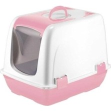 Pileli Store Mikopet Küçük Kapalı Kedi Tuvaleti Pembe