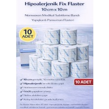 Poyraz Market Hipoalerjenik Fix Flaster 10 cm x 10 M 10 Adet Nonwoven Medikal Sabitleme Bandı Yapışkanlı Pansuman Flasteri