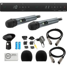 Sennheiser Xsw 1-825 Dual-Vocal Set | Iki 825 El Mikrofonları Sched ile 2 x Microphone Rüzgar Ekran + 2 Xlr Kablos + Temizlik Kumaşı (6 Madde)
