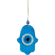 Pileli Store Nazar Boncuklu Mavisi Renk Fatma Ana Bereket Eli Cam Duvar Süsü