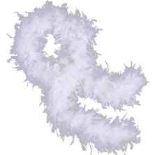 Pileli Store Beyaz Renk Kabarık Kalın Otriş Boa Tüy 6 cm Genişlik 180-200 cm Uzunluk