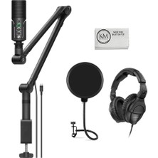 Sennheiser Profile USB Condenser Microphone Akışı ile Boom Arm Sched With Wind Ekran Pop Filter + Closed-Back Foots + Temizlik Kumaşı (4 Madde)