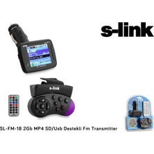 Poyraz Market S-Link Sl-Fm-18 2gb Mp4 Transmıtter Sd+Usb Destekli Kumandalı Direksiyon Kumandalı