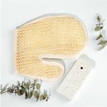 Pileli Store Banyo Lifi Kesesi Sisal Eldiven Eksfoliye Edici ve Topuk Ponza Taşı