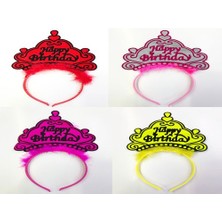 Pileli Store Happy Birthday Yazılı Neon Renk Taç 12 Adet