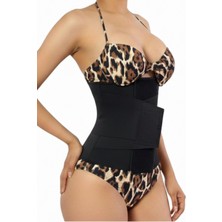 Pileli Store Cırtlı Korse Siyah Kadın AK4222