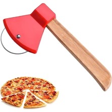 Pileli Store Pizza Kesici Bambu Saplı Balta Görünümlü Oval Kesici ROYALEKS-RA-311