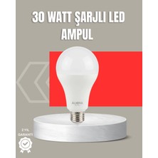 Akinco 30W Şarjlı LED Ampul E27 Duy %80 Enerji Tasarruflu Soğuk Beyaz