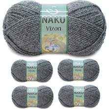 Pileli Store 5 Adet Vizon Premium Akrilik El Örgü Ipi Yünü Renk NO:193 Loş Gri