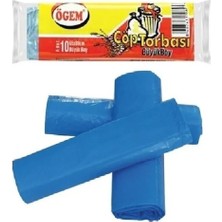 Pileli Store Büyük Boy Çöp Torbası 65 x 80 cm 10 Lu Rulo x 1 Paket = 10 Adet (Mavi)