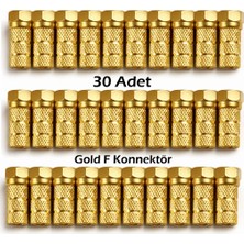Vwin 30 Adet Gold F Konnektör Standart 18 mm Rg6 Anten Kablosu Jakı