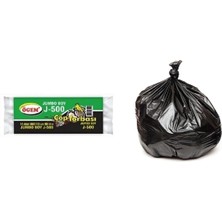 Pileli Store J-500 Jumbo Boy Çöp Torbası 80 x 110 cm 10 Lu Rulo x 1 Paket = 10 Adet (Siyah)