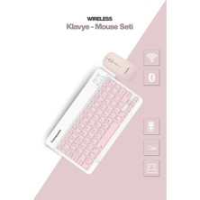 Akinco Pembe Kablosuz Klavye ve Mouse Seti