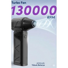 Akinco Mini Turbo Fan 130.000 Rpm Şarjlı 8000 Mah Batarya 4 Vitesli Taşınabilir Elektrikli Hava Üfleyici K