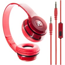Pileli Store Kırmızı Kulak Üstü Portatif Katlanır Stereo Kulaklık