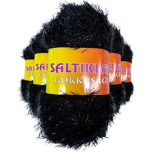 Pileli Store 5 Adet Gökkuşağı El Örgü Ipi Yünü Siyah