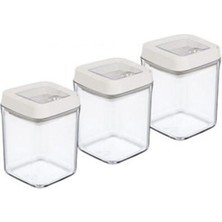 Pileli Store Vakumlu Erzak Kavanozu Kare 3lü Set ROYALEKS-OKY-234