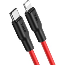Pileli Store Hoco X21 Plus Pd 20W Type-C To iPhone Lightning Silikon Hızlı Şarj ve Data KABLOSU-(5775)