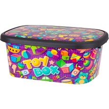 Pileli Store Desenli Sığ Saklama Kutusu 18 Lt. 3 No ROYALEKS-M12001