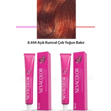 Pileli Store 2 Li Set Premium 8.444 Açık Kumral Çok Yoğun Bakır - Kalıcı Krem Saç Boyası 2 x 50 G Tüp