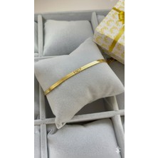 C&On Design ✨ 1907 Ruhunu Taşıyan Italyan Çelik Bileklik - Paslanmaz Yassı Zincir----Gold Zincir