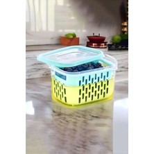 Pileli Store Süzgeçli Yıkama Hazneli Turşu ve Zeytin-Peynir Saklama Kabı 1.6lt ROYALEKS-AK511