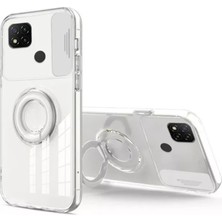 Pileli Store Ally Xiaomi Redmi 9c Kılıf Sürgülü Kamera Lens Korumalı Yüzük Standlı Silikon KILIF-(5775