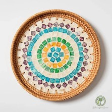 Renesse Home Tunus El Yapımı Rattan Tepsi – Doğal Hasır Sunum Tepsisi, Bohem Dekoratif Servis Tepsisi