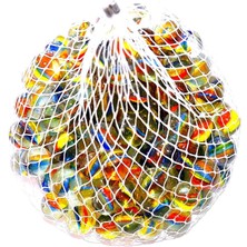 Pileli Store 50 Adet Karışık Renk Cam Misket Bilye Oyuncak Cam Bilya Gülle