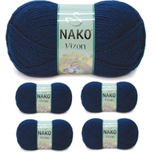 Pileli Store 5 Adet Vizon Premium Akrilik El Örgü Ipi Yünü Renk NO:148 Lacivert