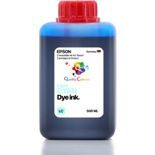 Qc Epson 108 Uyumlu Mürekkep - 500ML Lc Light Cyan Açık Mavi (C13T09C54A)
