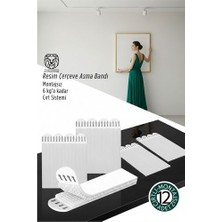 Pileli Store Güçlü Resim Çerçeve Asma Bandı 12'li Set - 6kg Taşıma Kapasiteli Duvar Delmeyen Cırt Sistem