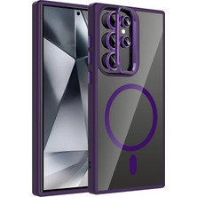 Pileli Store  Samsung Galaxy S24 Ultra Remim Lensli Magsafe Standlı Kapak - Derin Mor