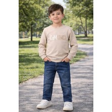 GMG Collection Baby Erkek Çocuk Bej Renk Baskılı Sweatshirt