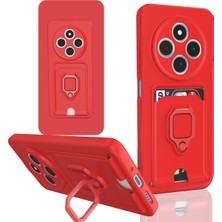 Pileli Store  Xiaomi Redmi 14C Kılıf Zuma Kartvizitli Yüzüklü Silikon - Kırmızı