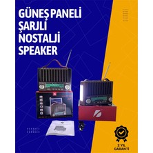 Pileli Store KTF-1428 Solar Enerjiyle Şarj Olabilen Bluetooth Nostalji Hoparlör – Taşınabilir, Güçlü Ses