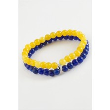 SiHako Sarı Lacivert Doğaltaş Bileklik 6 mm