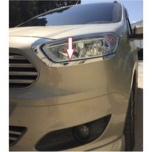 Aktif Oto Krom Ford Courier 2014> Krom Far Kaşı Krom 2 Parça Uyumlu Paslanmaz Çelik