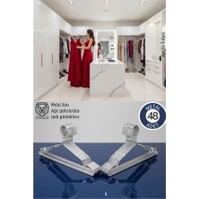 Pileli Store 48'li Lüks Çelik Elbise Askısı - Iz Yapmayan Ince Tasarım Metal Kıyafet Düzenleyici (40CM)