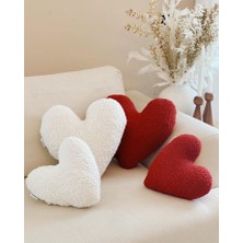 Yastıkland 4'lü Kırmızı/beyaz Peluş Kalpler