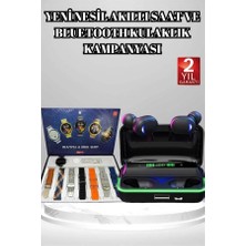 Pileli Store Powerbank Bluetooth Kulaklık ve Akıllı Saat 7 Kordonlu Metal Kordon Plastik Kordon